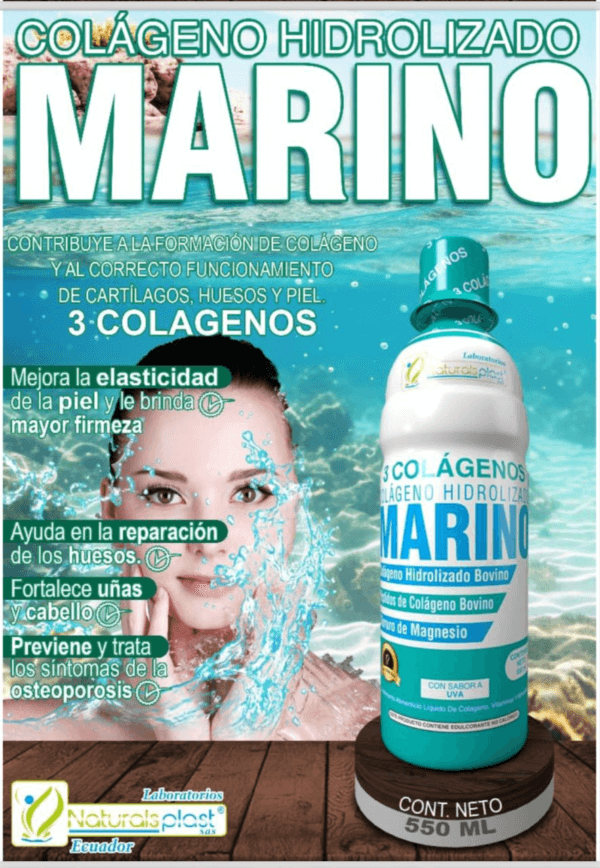 3 Colágenos Marino Hidrolizado 550ml: Piel Firme y Articulaciones Fuertes 💪✨