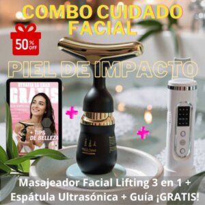 Masajeador Facial Lifting 3 en 1 + Espátula Ultrasónica + Guía ¡GRATIS!